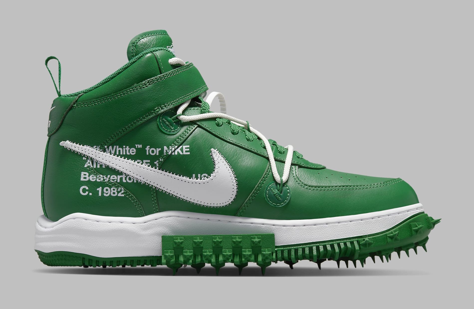 Off-White x Nike Air Force 1 Mid &#x27;Pine Green&#x27; DR0500 300 Medial