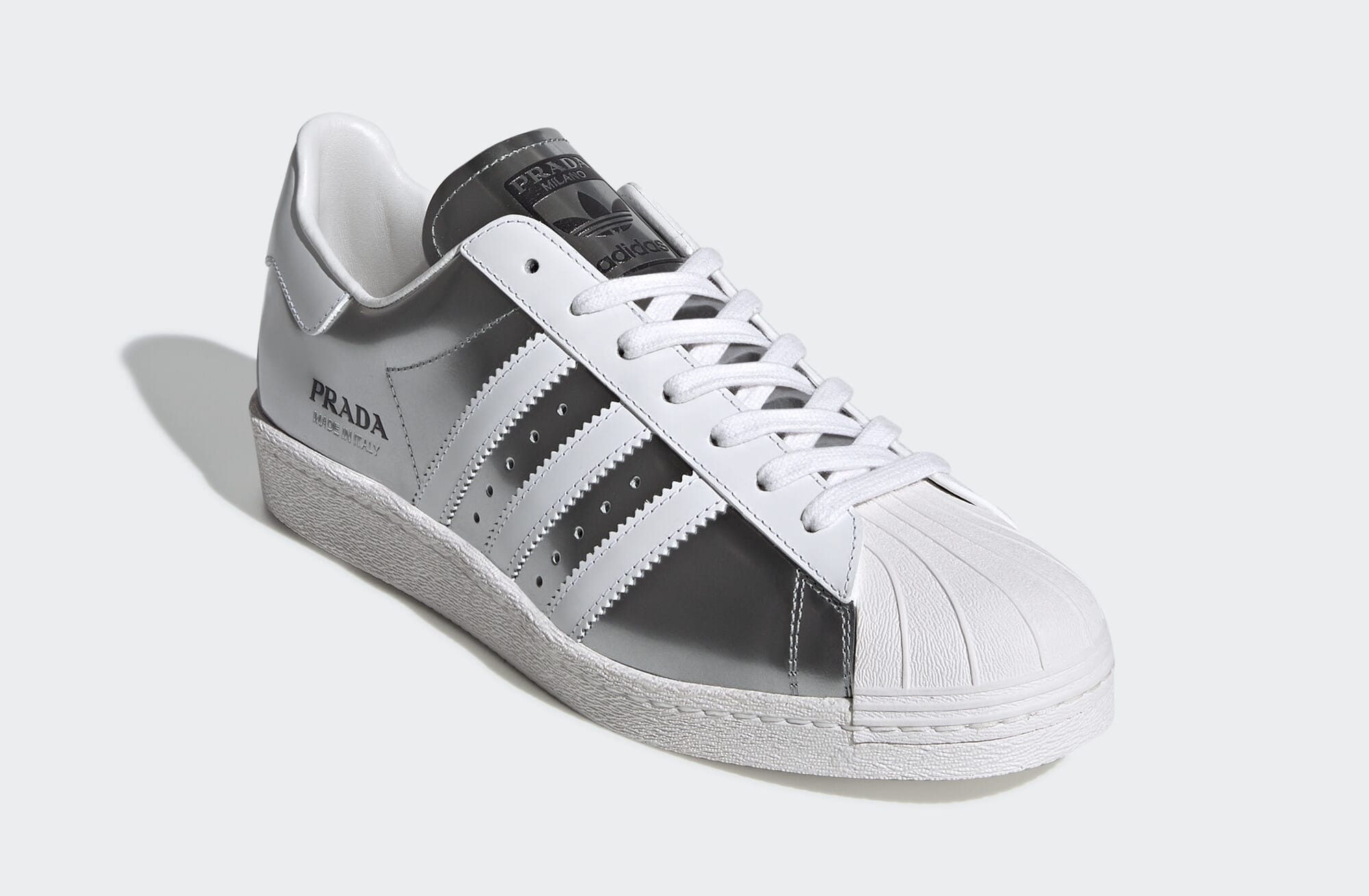 Prada x Adidas Superstar &#x27;Silver Metallic&#x27; FX4546 (Front)