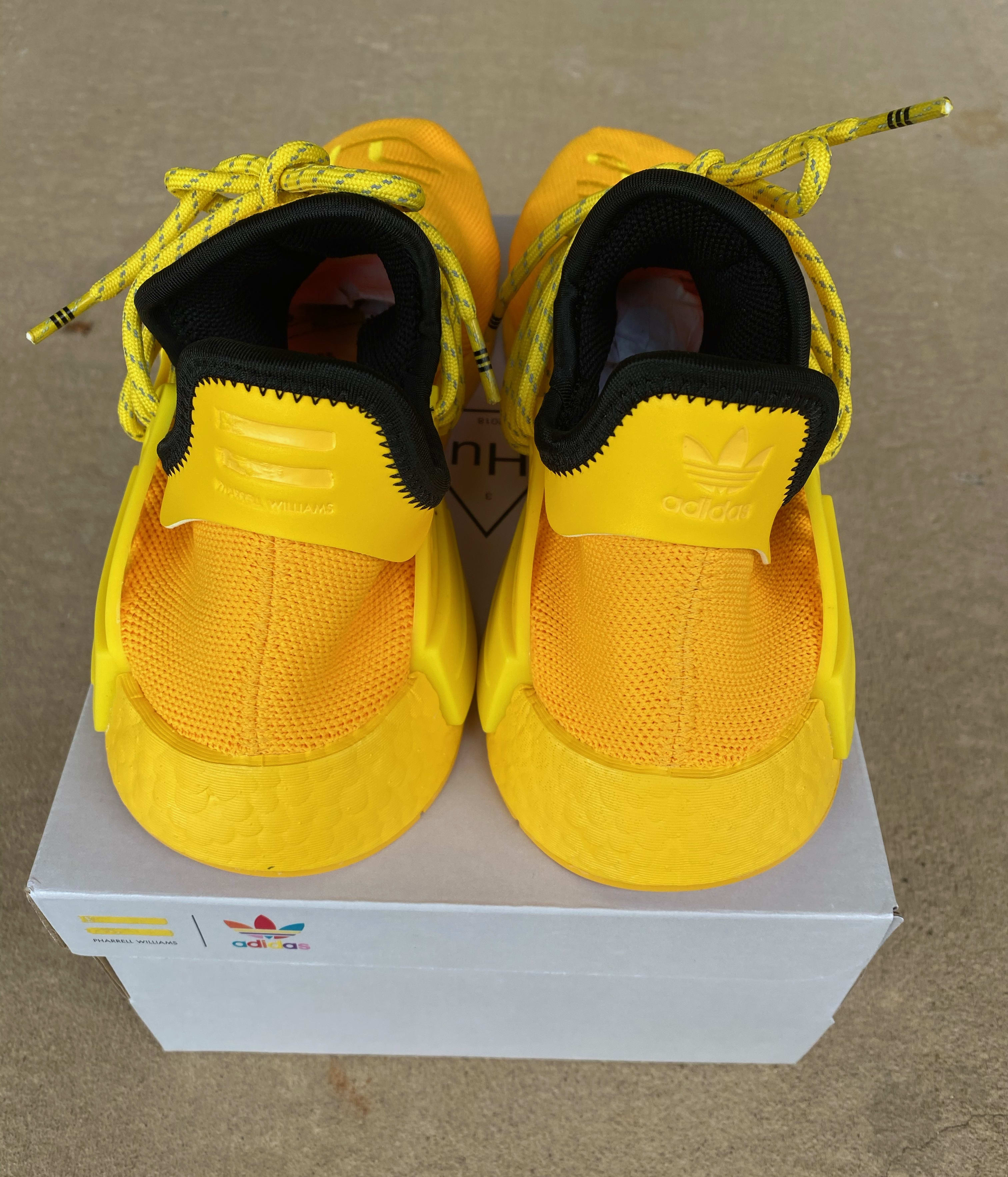 Pharrell x Adidas NMD Hu &#x27;Yellow&#x27; GY0091 Heel