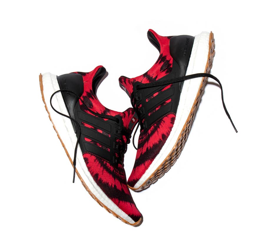 Adidas nmd red hotsell and black tie dye