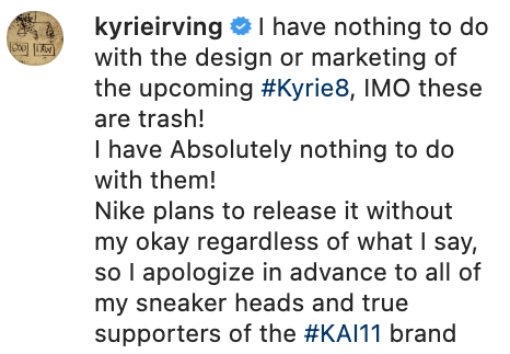 Kyrie Irving Calls His Nike Sneakers Trash