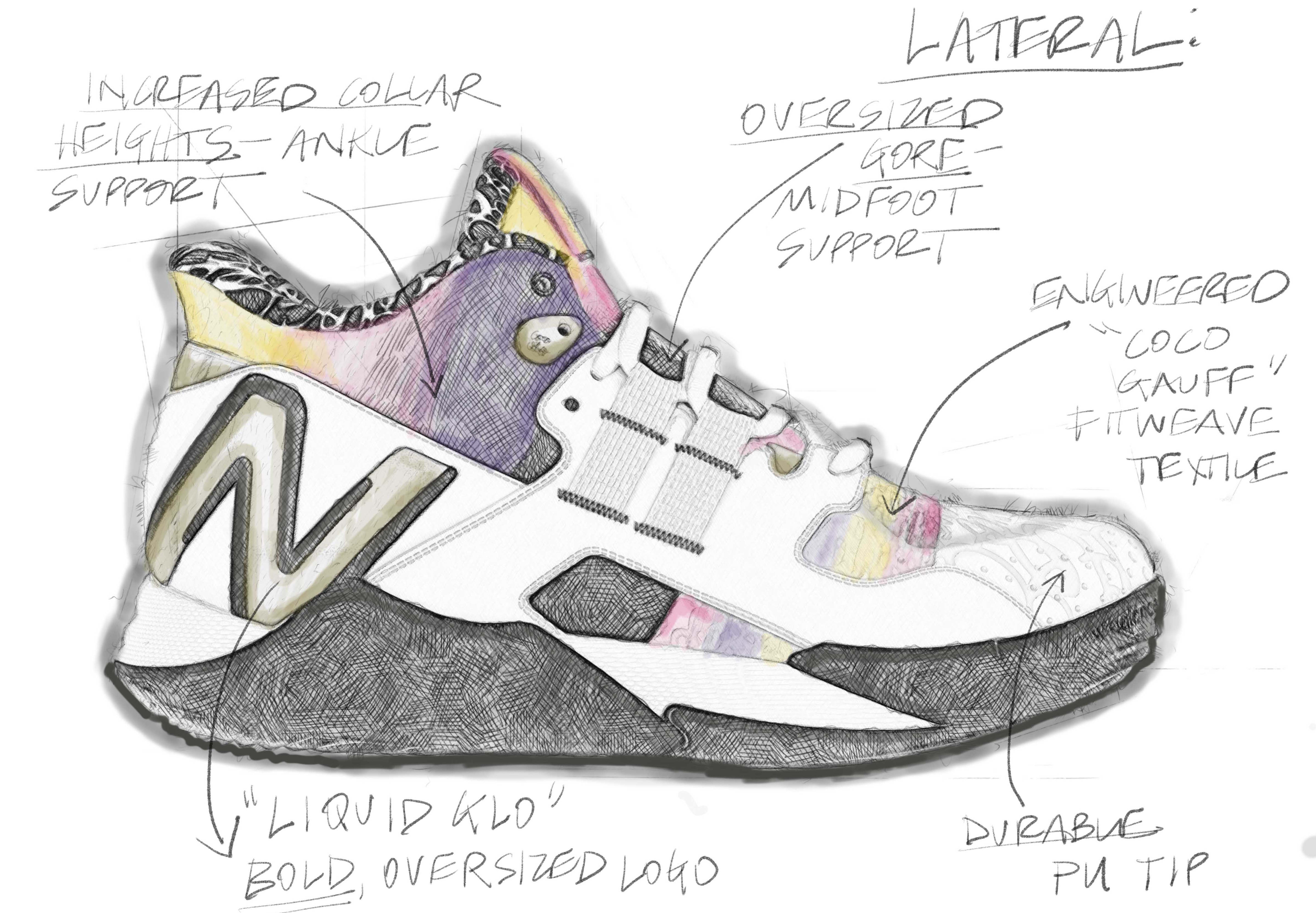 A sketch of Coco Gauff&#x27;s New Balance Coco CG1 sneaker