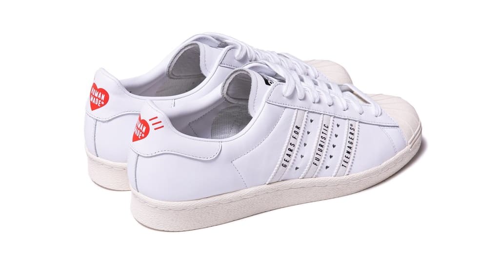 Human Made x Adidas Superstar 80s White Heel