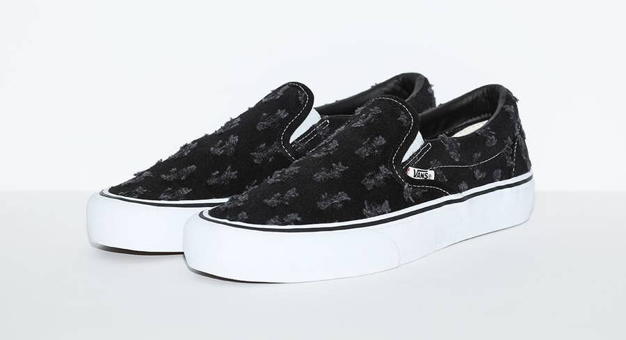 Vans Slip-On Pro 'Supreme - Black Hole Punch Denim' Shoes - Size 9