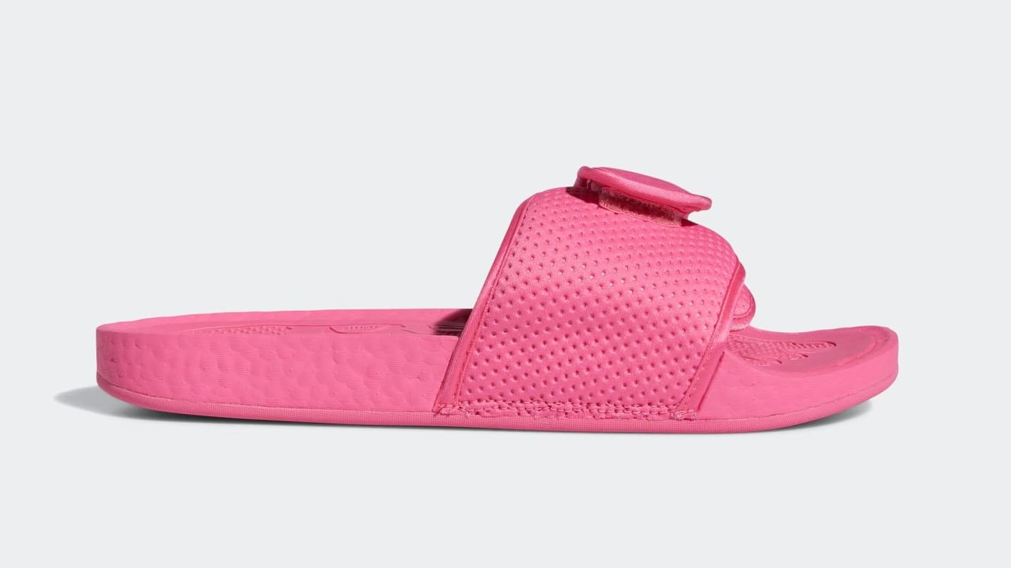 Pharrell x Adidas PW Boost Slide &#x27;Semi Solar Pink&#x27; Lateral