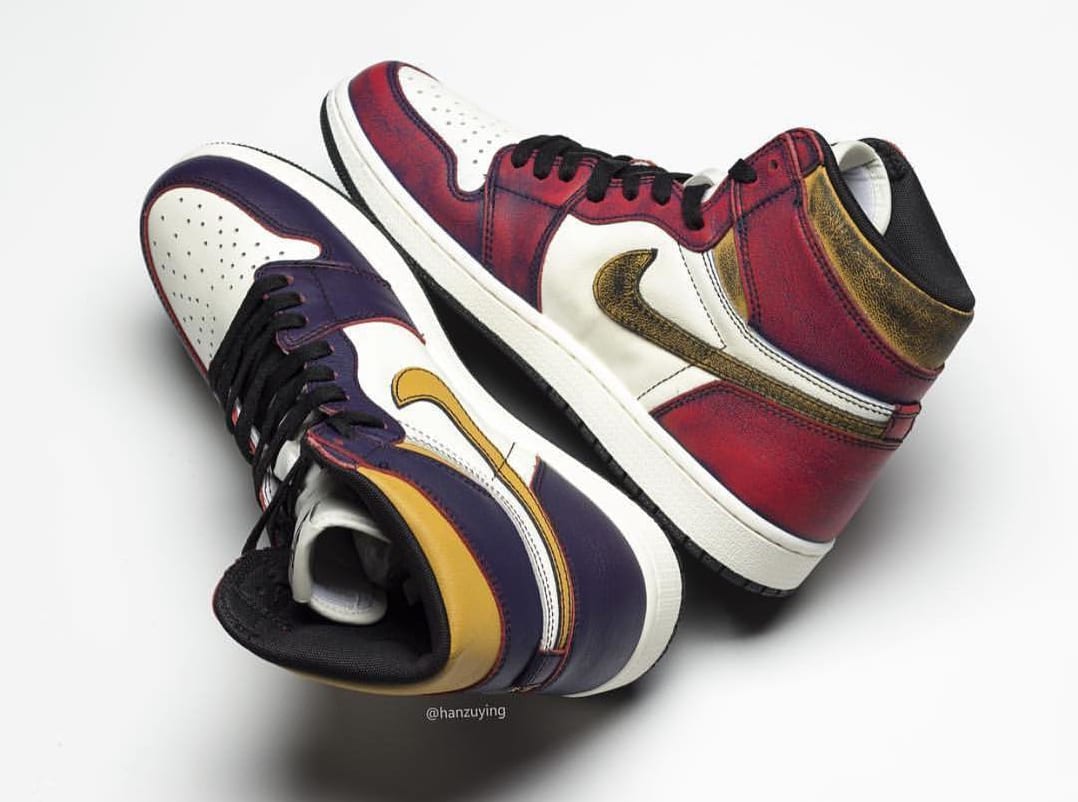 Jordan 1 lakers chicago sale release date