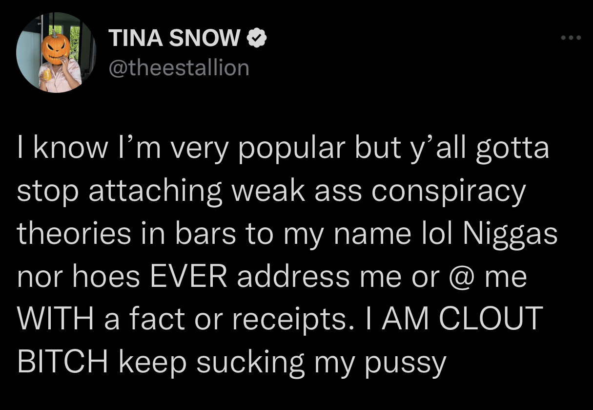 Megan Thee Stallion is seen tweeting