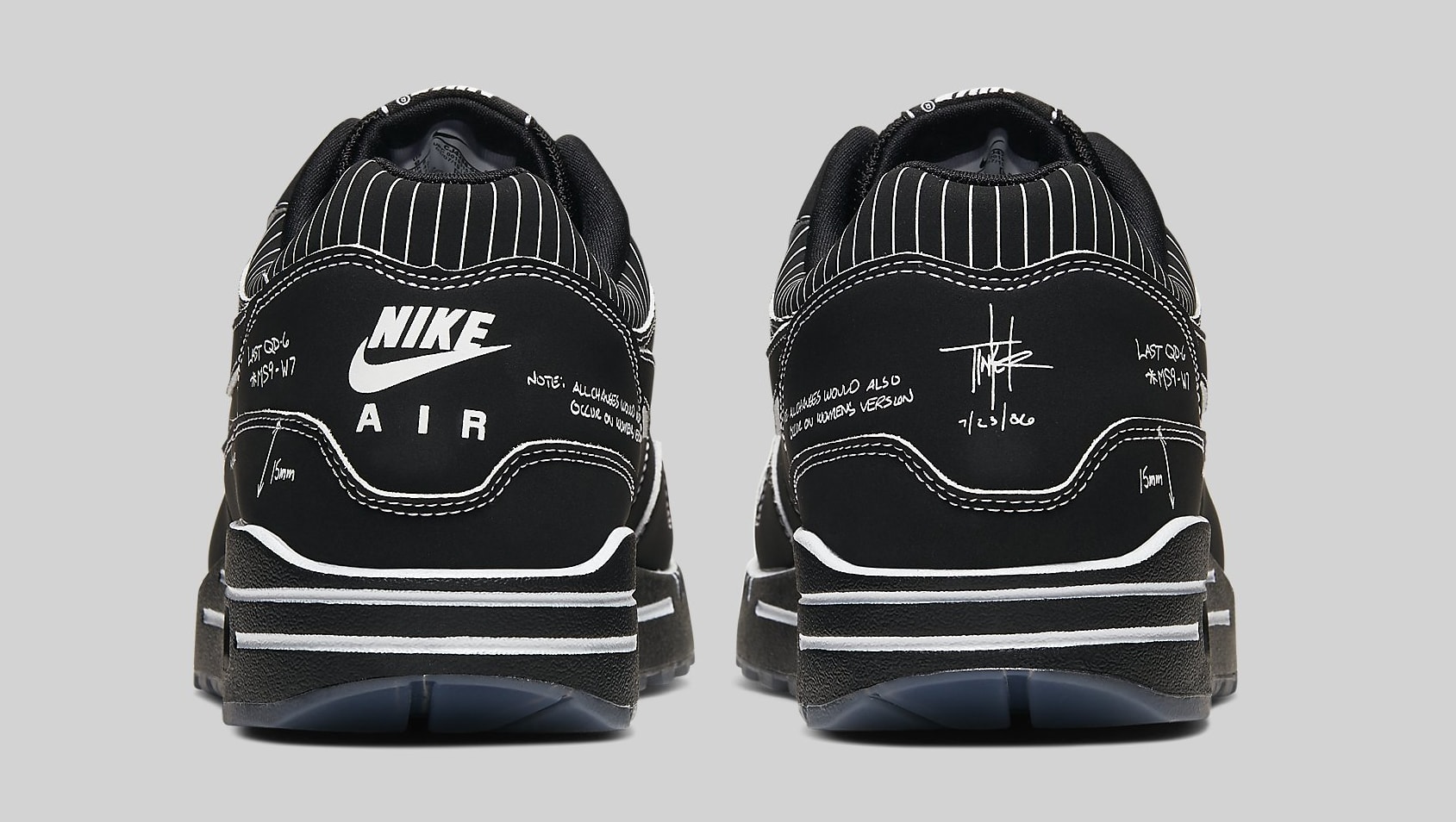 Nike Air Max 1 Black &#x27;Schematic&#x27; CJ4286-001 Heel