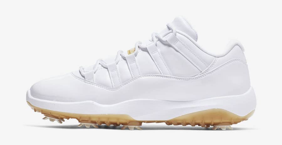 Jordan 11 retro low golf sale white metallic gold