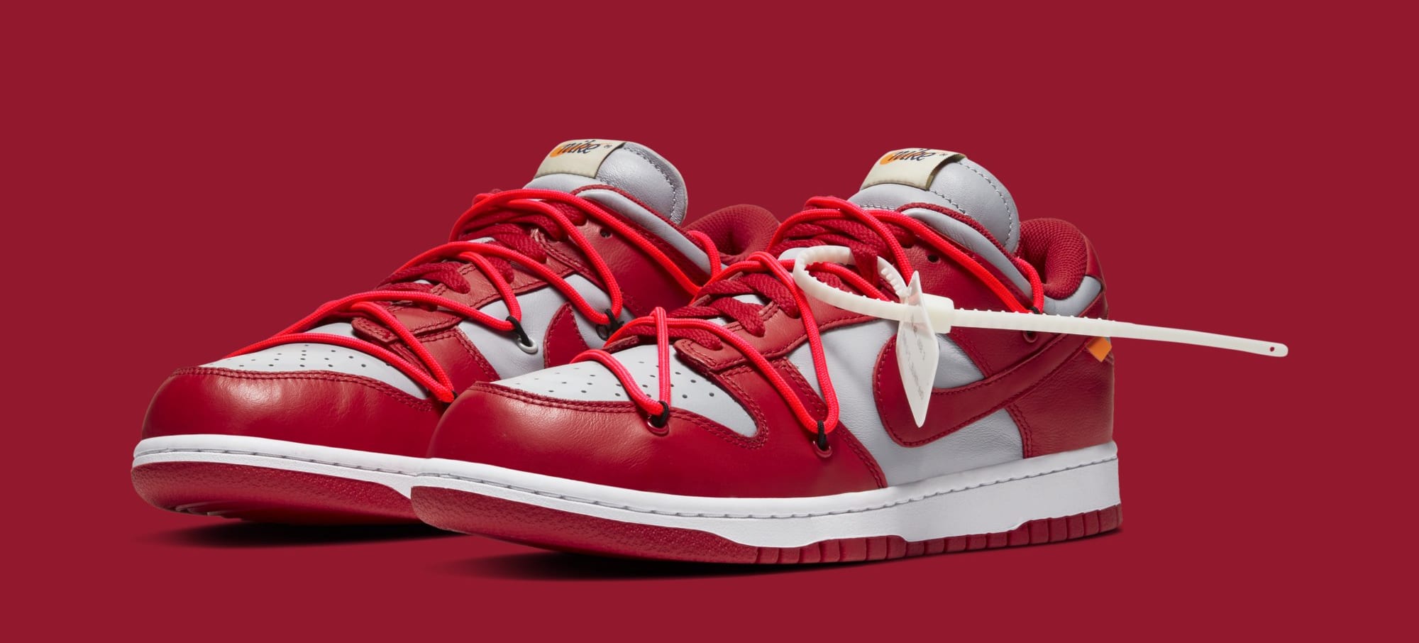 Off-White x Nike Dunk Low &#x27;University Red/Wolf Grey&#x27; CT0856-600 (Pair)