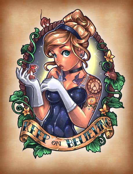 disney princess pin up tattoo