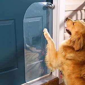 If your dog tends to scratch the door and leave marks when it&#39;s time to go out, get the door protector.