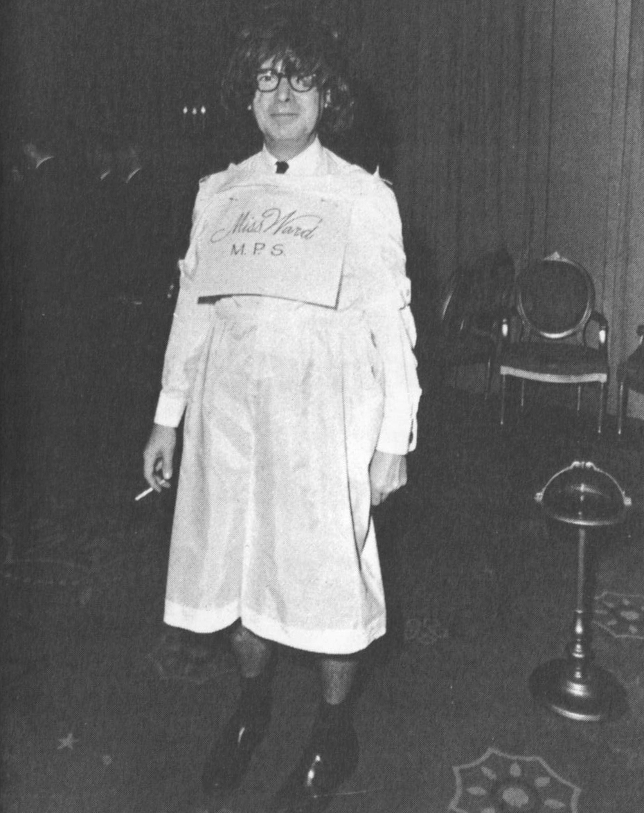 Mrs. Kennedy said to J. B. West, Chief Usher of the White House, “You’re going to wear these to the party and be Miss Ward, our housemother from Miss Porter’s school. And I want you to put a sign around your neck saying, ‘Miss Ward,’ so people will know who you are.” (p. 240, Upstairs at the White House)
