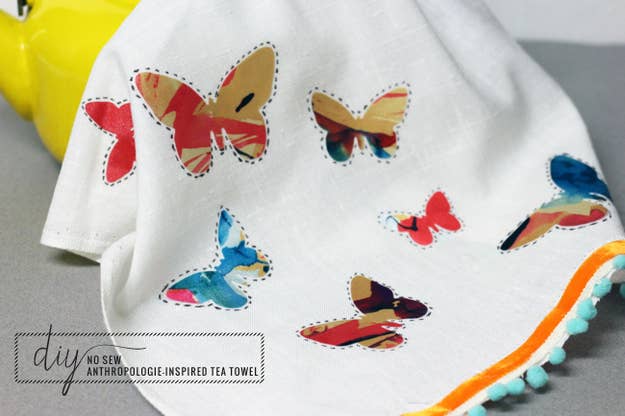 This butterfly pattern is based on a towel from Anthropologie, but you can cut out printed fabric in any shapes you want.