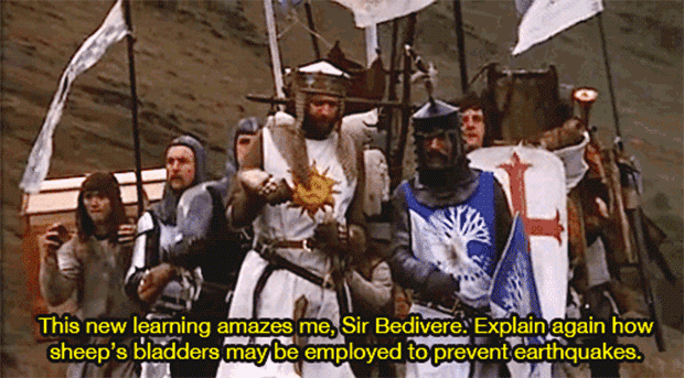 On second thought, none of this makes sense. You must remember Camelot is a silly place. Here's a video to better explain and here are some handy rules.