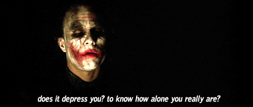 A VERY LONELY FILMGOER: "I just don't get why it has to be so dark. Why can't it just be a fun superhero movie?"EVERYONE: "Sociopolitical commentary!!!"VERY LONELY FILMGOER: "Meh."