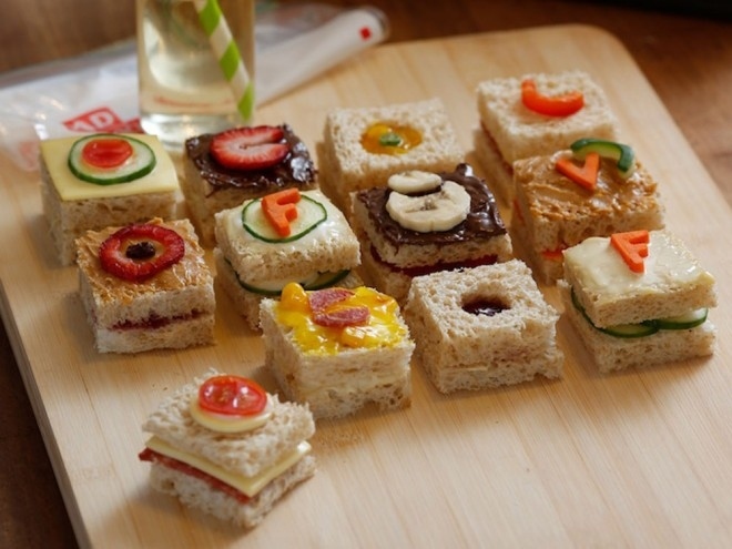 Just your average lunch: Each mini-sandwich represents an iPod's different icons
