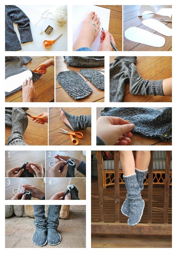 Elle trace le contour de son pied pour faire un patron! Ce qu'elle en fait vous
