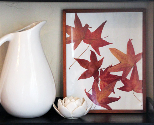 A pressed leaf arrangement means you can keep nature inside your apartment forever.