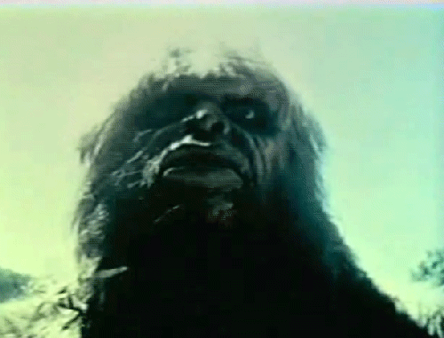 The footage shows Bigfoot rising to his feet without using his hands, something that is not a normal human motion.