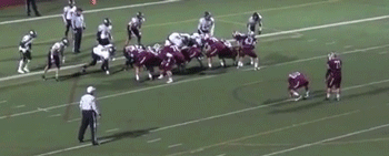 But, hey, football is 90% mental, which makes this a smart play because, you know, confidence. Don't question it. Just enjoy how committed this young man was to leapfrogging.