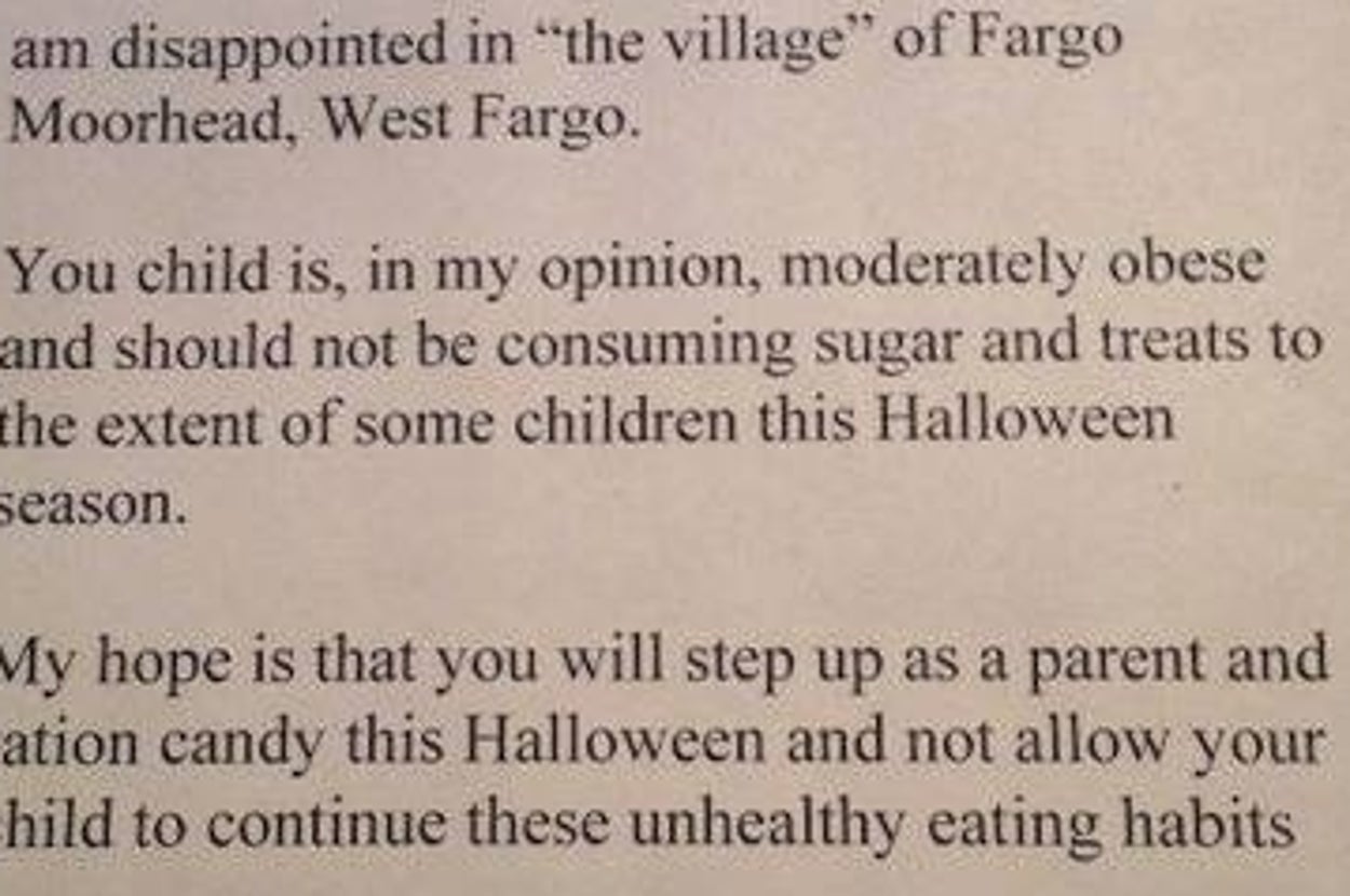 Woman In North Dakota Says She Will Hand Out Anti-Obesity Flyers To Overweight Trick-Or-Treaters