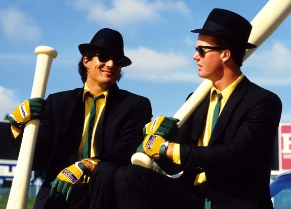 Before Jose Canseco found Twitter and Mark McGwire became a batting coach, they were known as the Bash Brothers. Their signature move, sadly, did not involve playing the harmonica after warning-track pop-ups, but they did forearm bash a lot. In other news, the duo was nearly named the Blast Brothers.