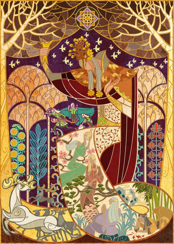 Gandalf Frodo Bag End Hobbiton Nighttime Artwork Lord of the Rings