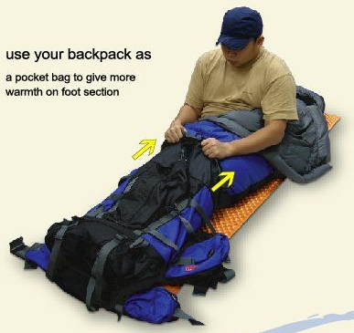 Use your backpack as a foot cover.