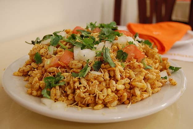 What It Is: Puffed rice fried with vegetables, in a spicy and tangy tamarind sauce.Perfect For: When you want a chilled savory snack.Feels Like: Sitting in the back of a rickshaw at the peak of summer, thankful for the breeze.