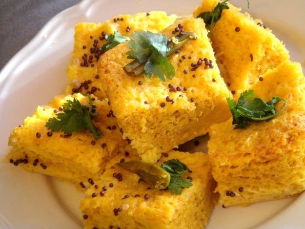 What It Is: A snack/breakfast food from the state of Gujurat, made of fermented rice and chickpea batter.Perfect For: An very, very light yet very, very flavorful snack.Feels Like: Gossiping with your aunts and cousins for hours.