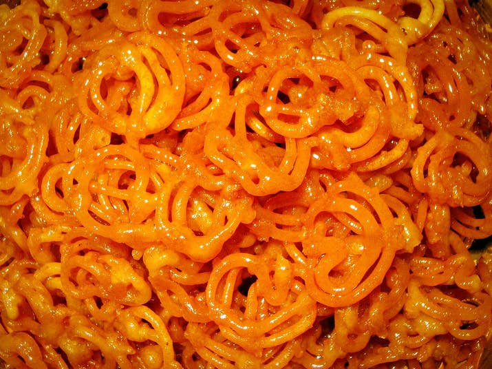 What It Is: A wheat flour batter deep fried in coil-shapes and soaked in sugar syrup, served hot.Perfect For: When you want something hot, but also sweet.Feels Like: People-watching in a crowded bazaar while your mother haggles over sari prices.