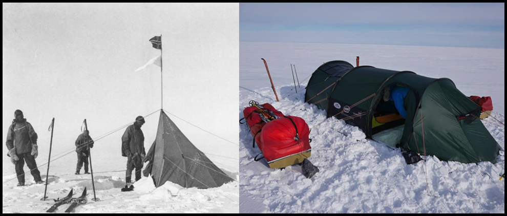 Long gone are the days of animal hides and twine. Saunders' synthetic Hilleberg tent is able to withstand strong polar winds and -40° temperatures.