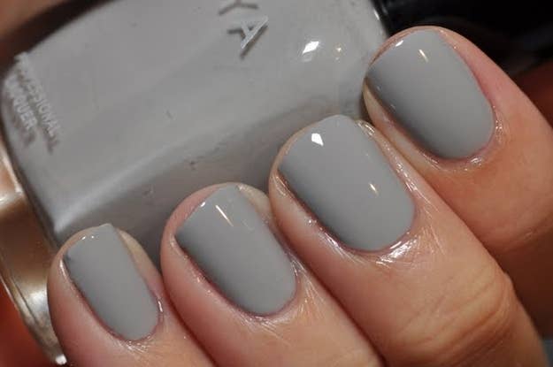 Gray Shellac Nails the multifaceted color looks good in a glossy