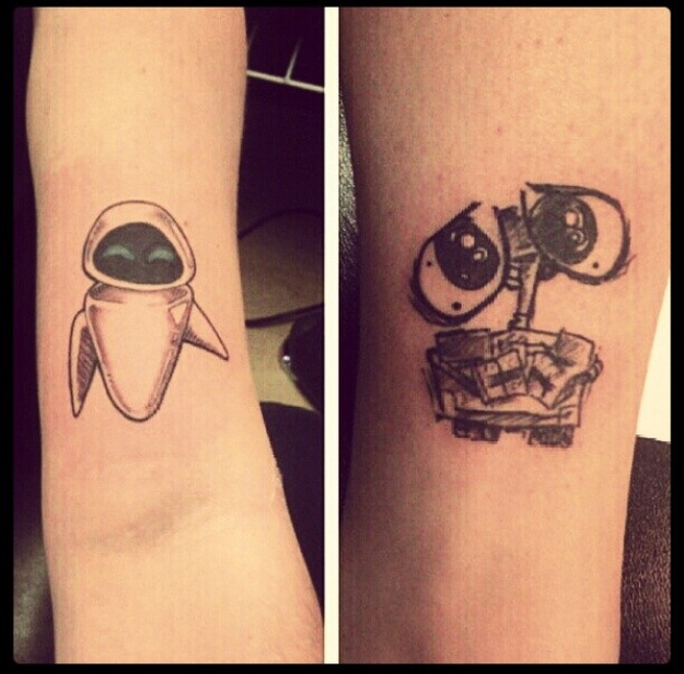 WALL E and EVE flying in space  Tattoo Transparent Permission PNG   Sisters Keep Drawing