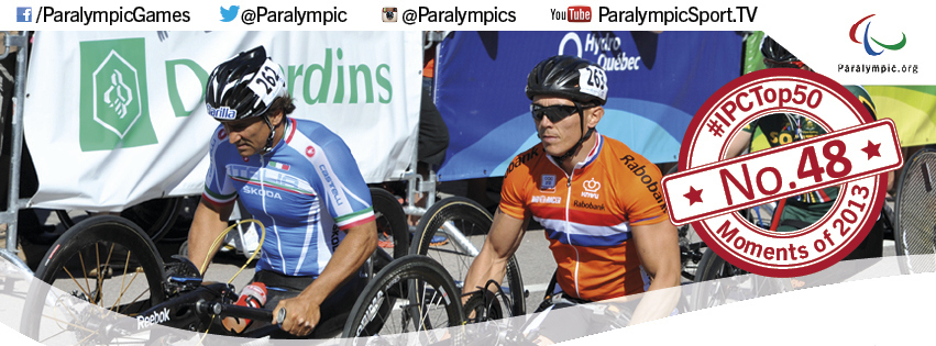 Sport, at its most elite level, is perhaps most often perceived as a vocation of the young.In the world of men’s handcycling, however, the most exciting rivalry in the sport involves two highly talented athletes in their 40s battling regularly for the most coveted victories.Ernst Van Dyk, an accomplished dual-sport athlete from South Africa, set the standard for the sport throughout its early years before Italian and former standout Formula 1 driver Alex Zanardi turned heads at the London 2012 Paralympic Games by taking home a pair of gold medals.The sport’s top two H4 class athletes, whose individual accomplishments speak for themselves, have captivated audiences with their razor-thin finishes over the past year.