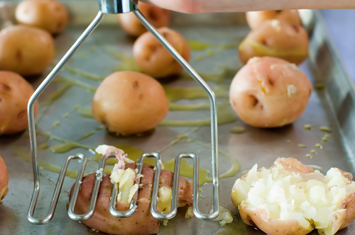 Boil and Mash? Those old potatoes are soo 2000-and-late. Why not Smash and Bang those potates and bake them, another idea from The Pioneer Woman. Simple seasoning with a fun twist, these Crash Hot Potatoes even have a crazy wild name! That's pretty far out, mahn.Special thanks to Young Humma for my headline joke.