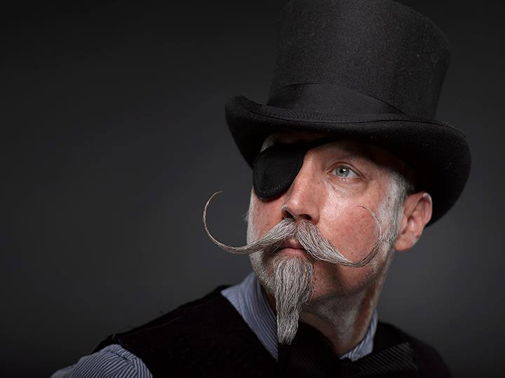 You can't help but wonder if that sharp stache is the reason behind the eye accident.