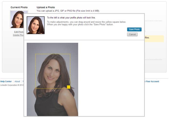 Preferably a clear, well-lit headshot. "Professionals that add a photo are seven times more likely to have their LinkedIn Profile viewed in general than people who don’t have a photo." Source