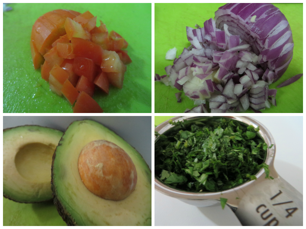 The guacamole will act as the perfect cooling agent for this spicy dish.Ingredients:-1 avocado-1 tablespoon cilantro, chopped-2 tablespoons red onion, diced into 1/4" pieces-1.5 tablespoons plum tomato, diced into 1/4" pieces-1/2 teaspoon jalapeño pepper, minced-1/2 teaspoon salt-Juice of 1/2 lime, or to tasteProcedure:1. Separate the pit from the avocado and remove the flesh from the skin. Mash the flesh in a bowl.2. Combine all ingredients with the avocado. Taste for seasoning, adjust if necessary. Cover and hold at room temperature or refrigerate for later use.