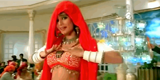 This super-hit song, from super-hit thriller Khalnayak, sees cherished Bollywood babe Madhuri Dixit ask "What's beneath this blouse?" Answers on a postcard please.