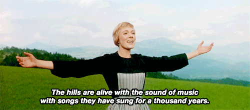 During the filming of the opening shot of Julie Andrews taken from a helicopter, Julie Andrews relates that although she tried digging her heels into the ground and bracing herself, on every take she was knocked over by the powerful helicopter downdraft. After more than a dozen takes, she attempted to hand-signal to Robert Wise to have the helicopter make a wider pass, but the response she got was a thumbs-up - he was finally satisfied with the shot.