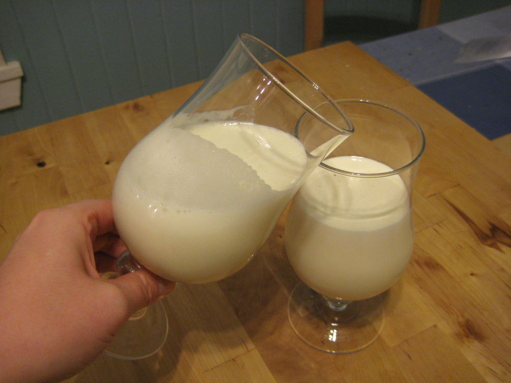 Combine milk, eggs, sugar, and vanilla in a measuring cup. Mix with an immersion blender. Recipe here.