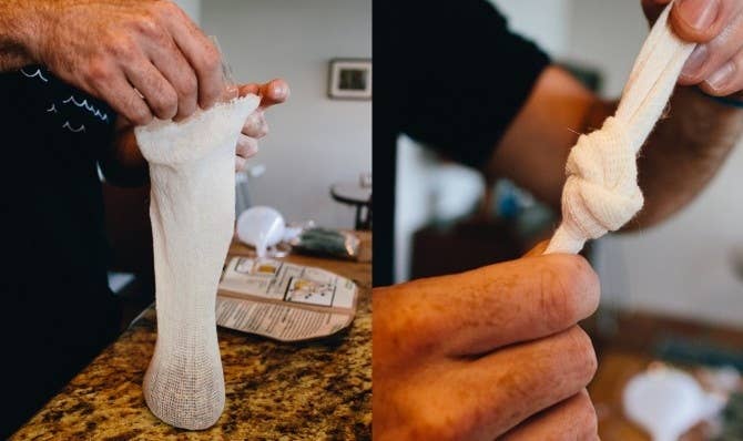 Put said magic ingredients in the sock-like baggie