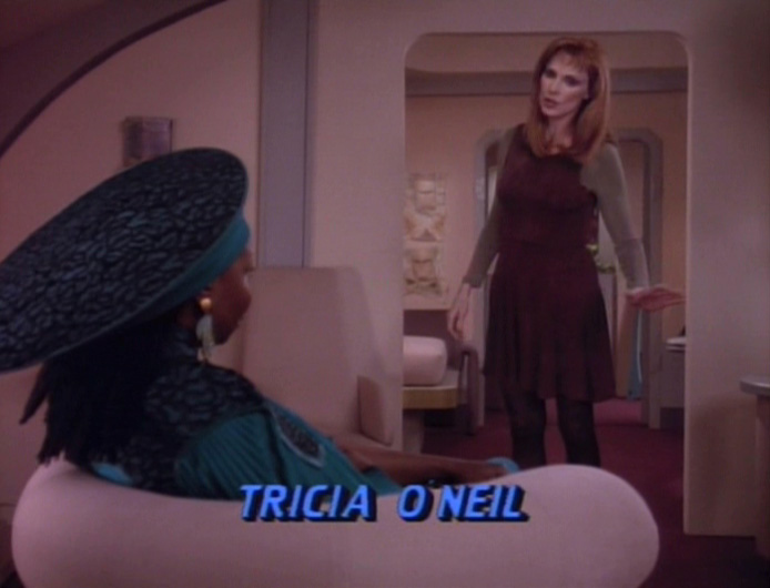 That burgundy is a good color for you, Bev. Guinan - we'll get to your hats another day.