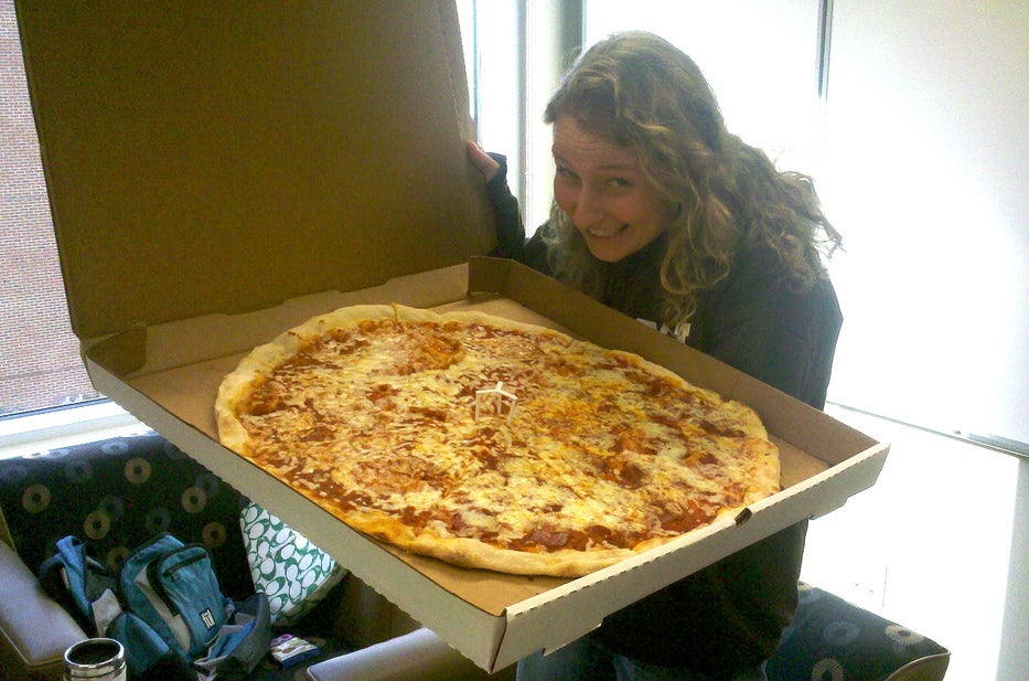 Large pizza in America.