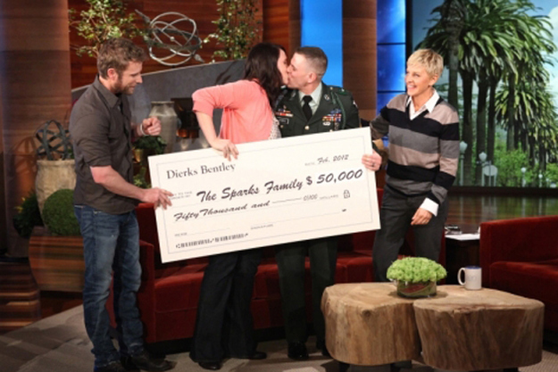 OK, in Ellen's case it's millions of dollars but if all you have is a bag of jelly beans, spread the love.