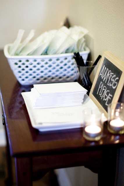 Have guests fill out envelopes with their addresses at the reception to make thank-you notes that much simpler to send.