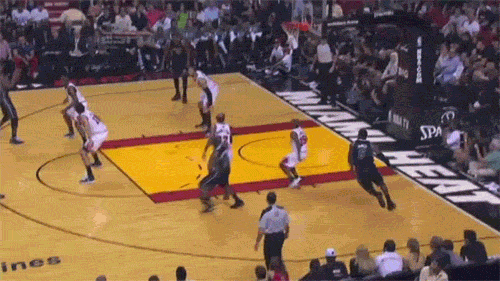That's King James literally jumping over Cartier Martin on his way to this nasty dunk.