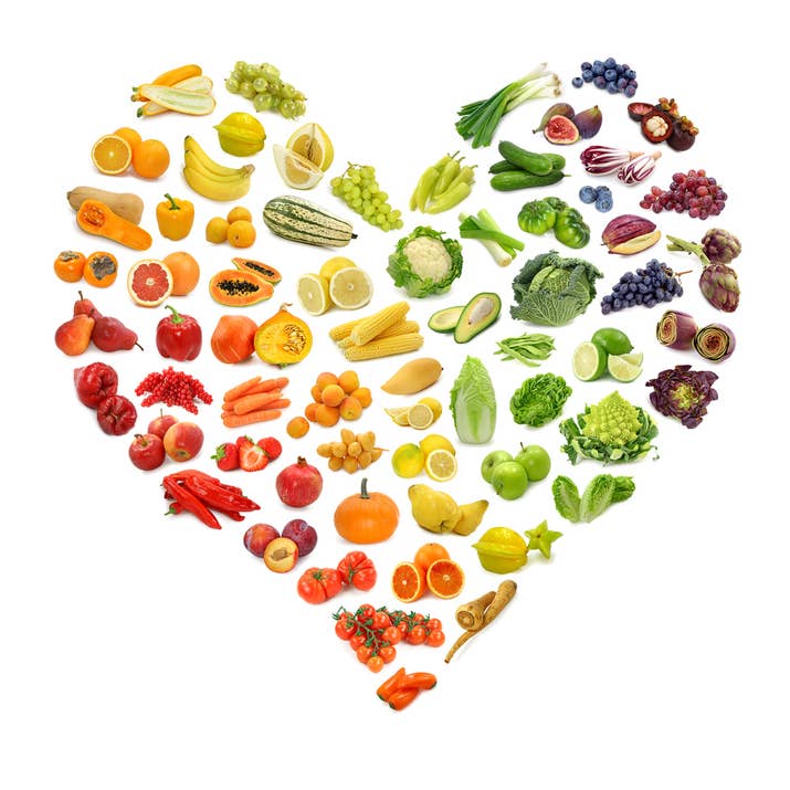 Bright colors in fruits and vegetables usually signify concentrated nutrients (vitamins, minerals, antioxidants, etc.), which are very good for you. The more different colors you eat, the more diverse the range of nutrients you're getting.